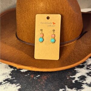 Handmade Pink and Blue Pearl Earrings